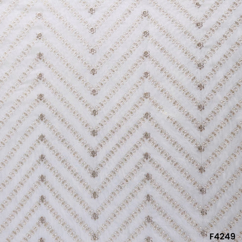 Dyeable Zari Cut Dana Embroidered Georgette Fabric- F4249